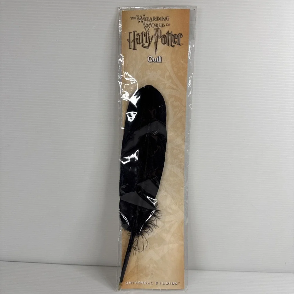 Harry Potter Feather Black Quill Pen W/Ballpoint Tip Universal Studio NEW SEALED